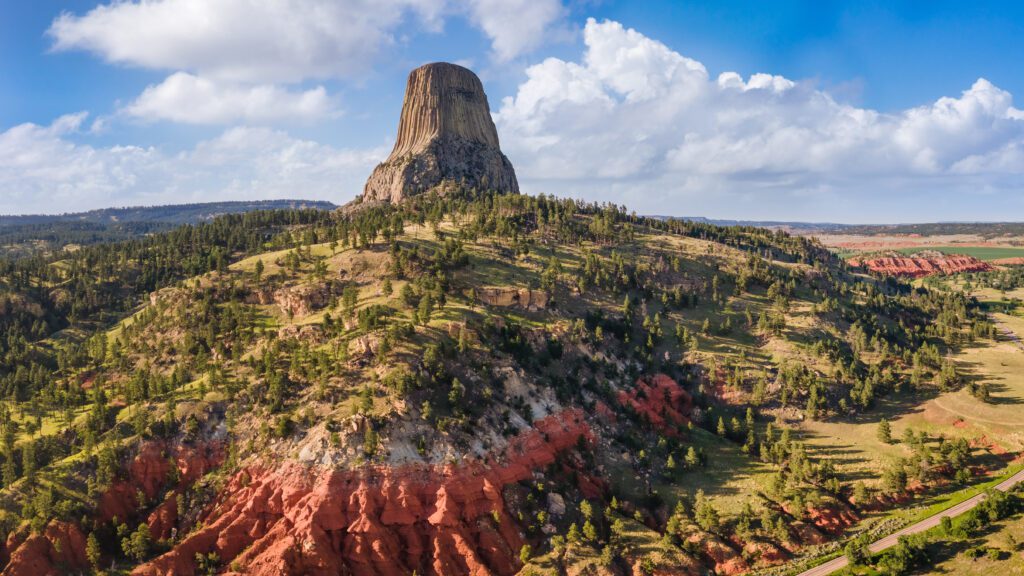 Colorful Red Cliffs at Devils Tower National Monument, Wyoming.