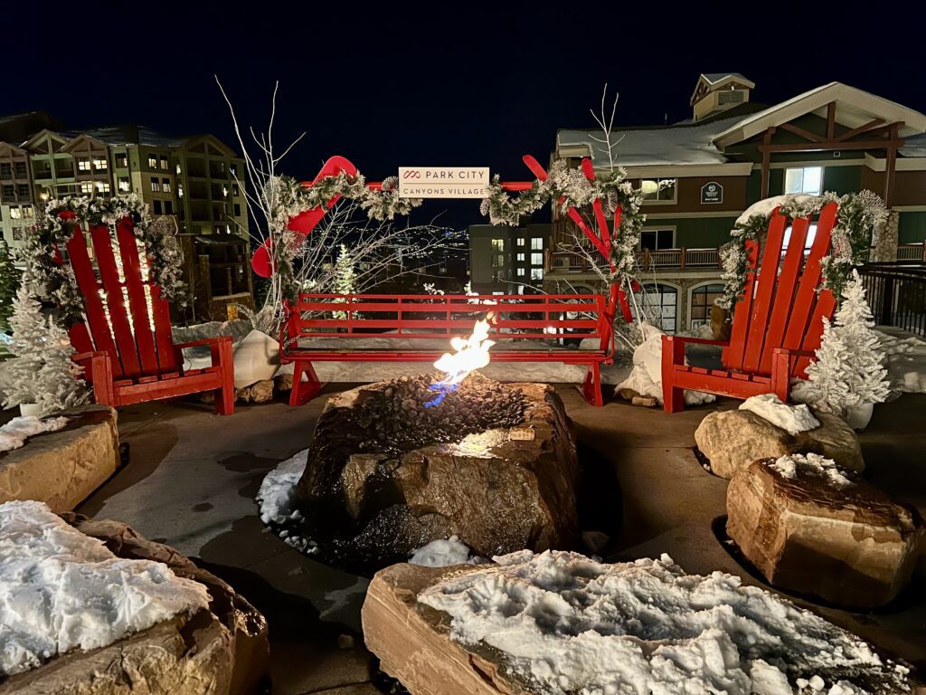 One of many fire pits around the base of the Canyons Village in Park City, Utah.