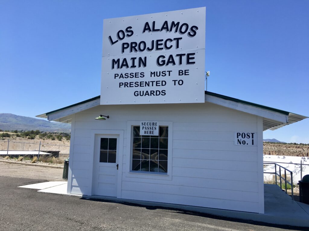 Replica of the main entry gate to Los Alamos, New Mexico during the Manhattan Project.