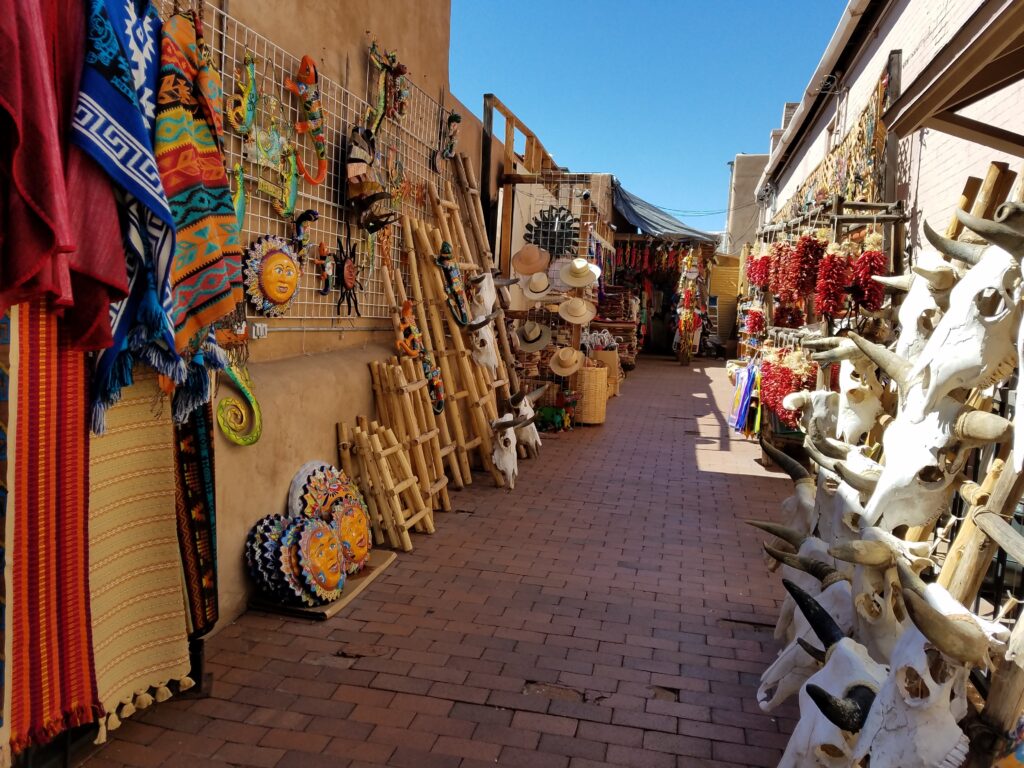 One of the many smaller allies filled with local vendor's goods in Santa Fe, New Mexico.