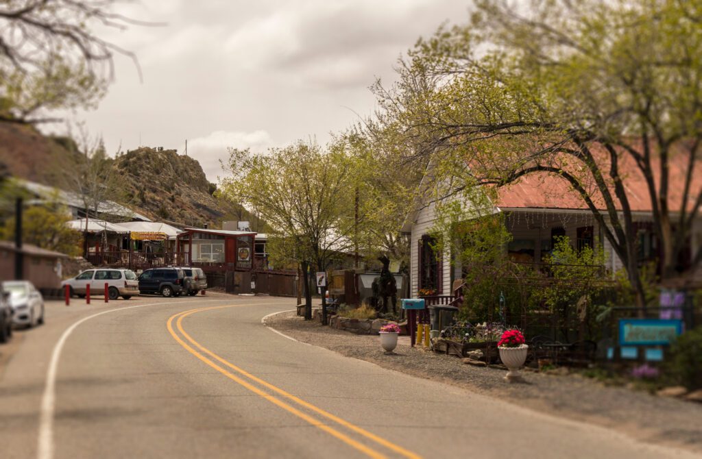 Historic Turquoise Trail and Route 66, scenic byway between Santa Fe and Albuquerque, New Mexico.