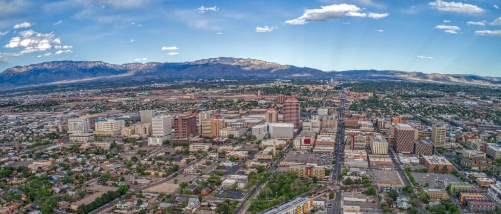 Aerial view of Albuquerque, the biggest city in New Mexico.