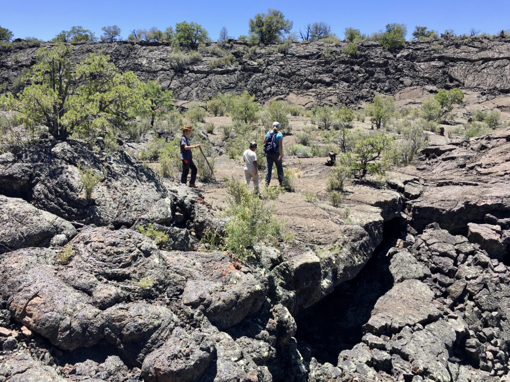 Past the halfway point and heading back around the loop towards the Lava Falls Trailhead in El Maipais National Monument, New Mexico.