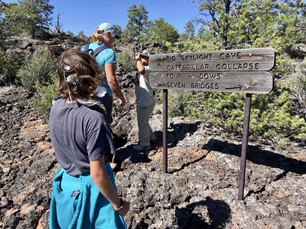 Making our way to some of the lava tubes in El Maipais National Monument, New Mexico.