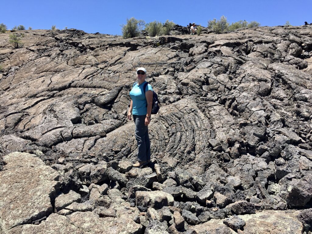 The Lava Amphitheater also known as the Lava Falls. This is where the lava would have come flowing over the ridge and, when it solidified, cracked and broke up.
